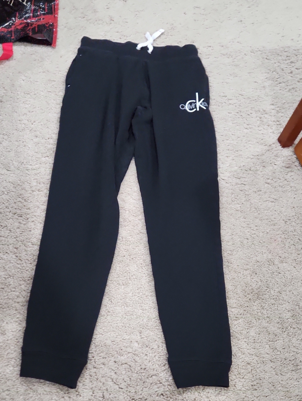 Calvin Klein Kids Black Jogger Pants with White CK Logo